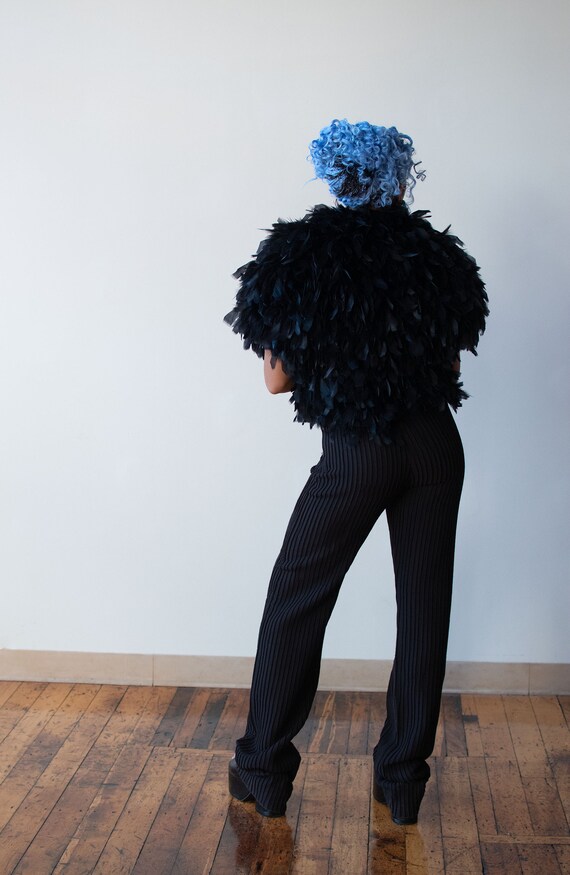 1980s Black Feather Jacket - image 4