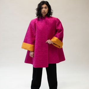 1980s Shocking Pink Quilted Coat Victor Costa image 7