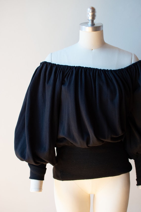 1980s Black Bishop Sleeve Sweatshirt | Norma Kama… - image 3