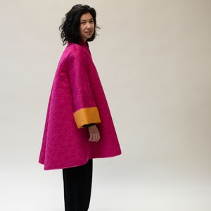 1980s Shocking Pink Quilted Coat Victor Costa image 2