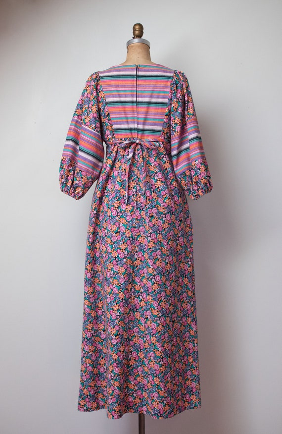 1970s Balloon Sleeve Dress / 70s Floral Print Cot… - image 5