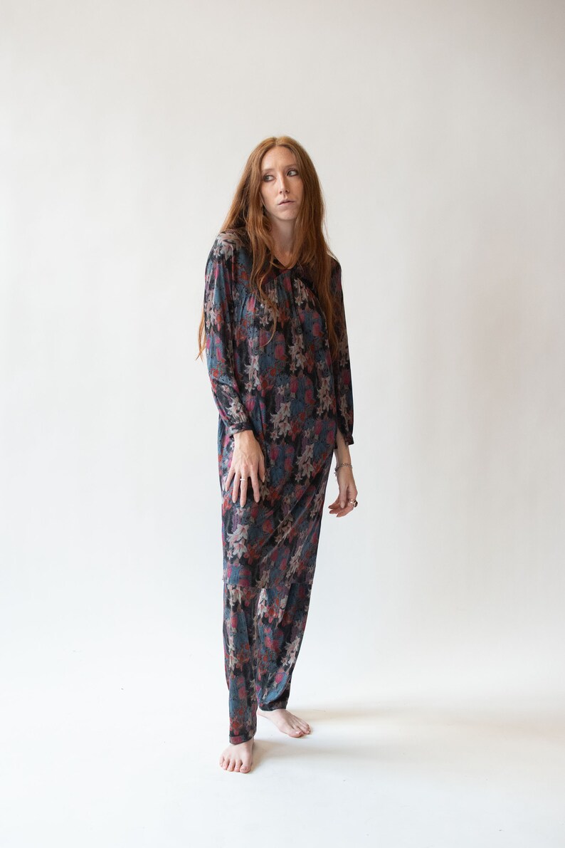 1970s Floral Print Silk Jersey Set Vintage 70s Missoni Tunic and Pants image 4