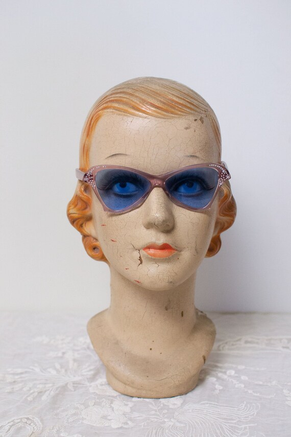 1950s Mauve Butterfly Sunglasses / Vintage 50s Sun