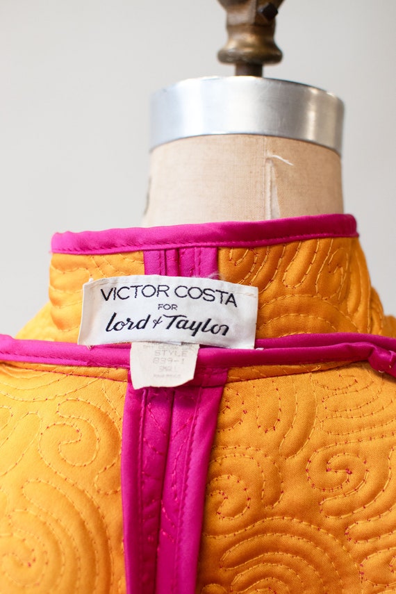 1980s Shocking Pink Quilted Coat | Victor Costa - image 6