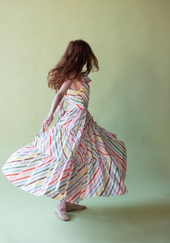 1940s Morsam Multi Color Striped Dress