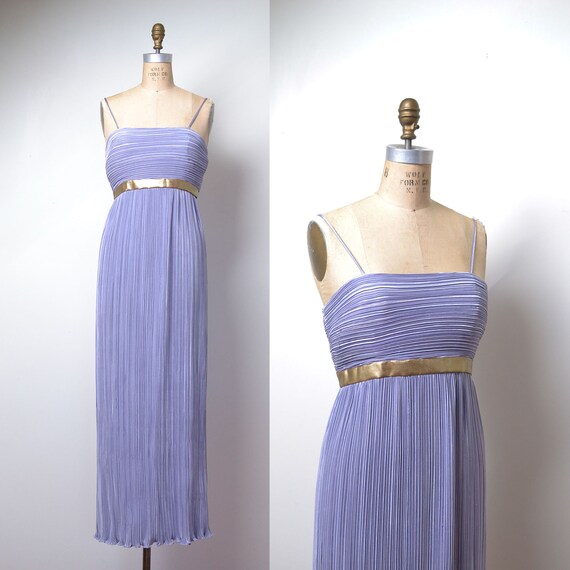 1980s Lavender Pleated Dress / 80s Plisse Broomsti