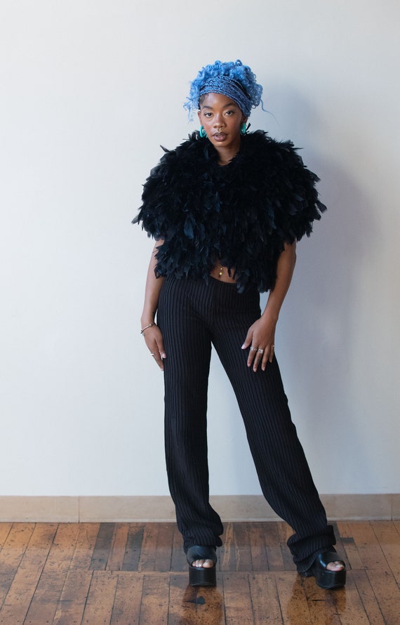 1980s Black Feather Jacket - image 2