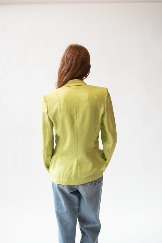 1940s Chartreuse Linen Blazer - image 3