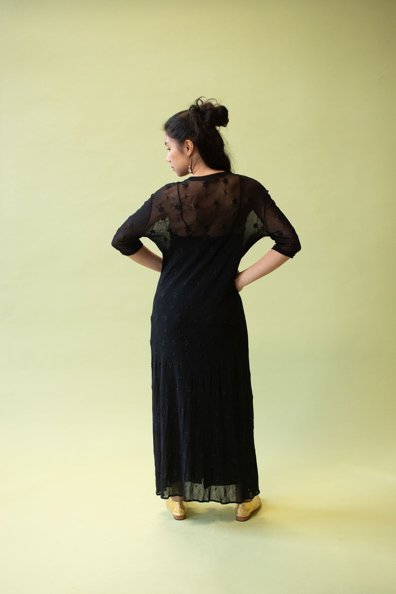 1990s Black Embroidered Mesh Dress Vivienne Tam image 4