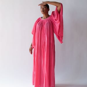 1970s Pink Gauze Angel Sleeve Dress image 6