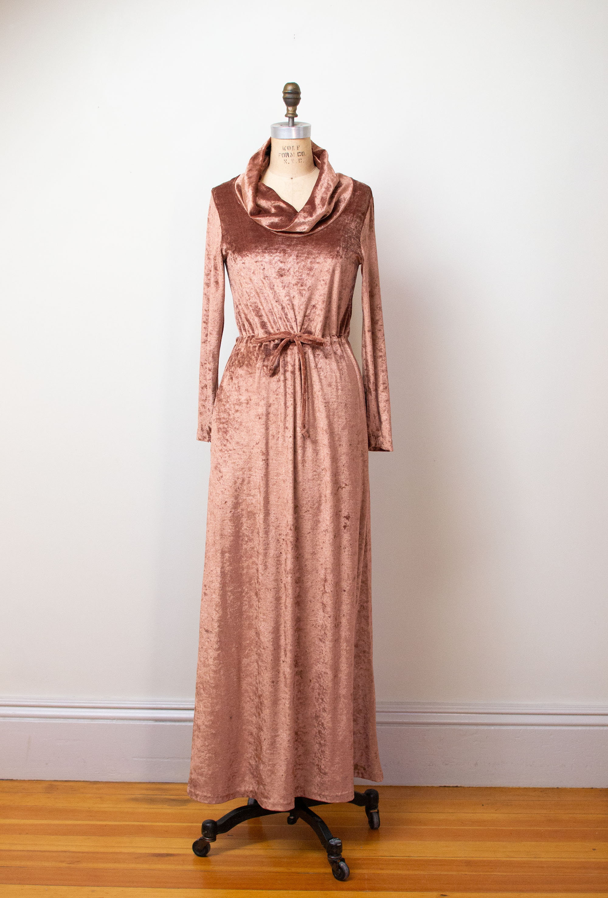 1970s Velour Hostess Gown / 70s Copper Velvet Lounge Dress Etsy