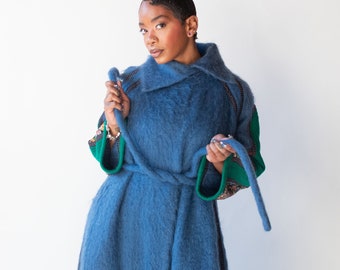 Blue Mohair Coat | Koos Van Den Akker