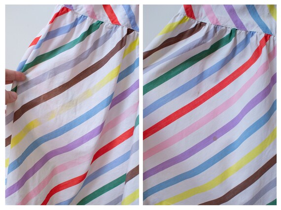 1940s Rainbow Striped Cotton Dress / 40s McMullen… - image 9