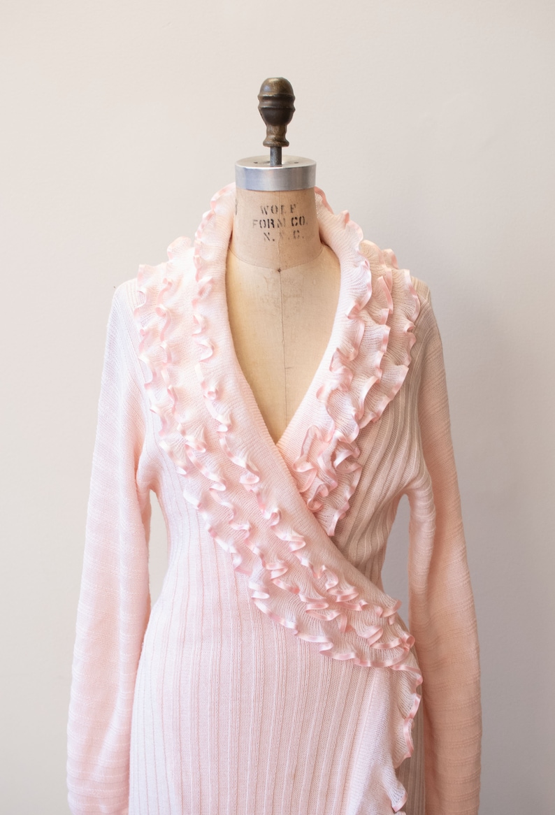 1980s Pink Knit Duster Liseuses Poggi image 2