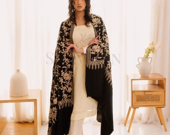 ピスタチオ パシュミナ Kanni 刺繍ショール: L ラップ (40x80 インチ