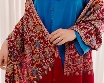 Handmade Embroidered Pashmina Shawl: Wedding Scarf Bridesmaid Wrap
