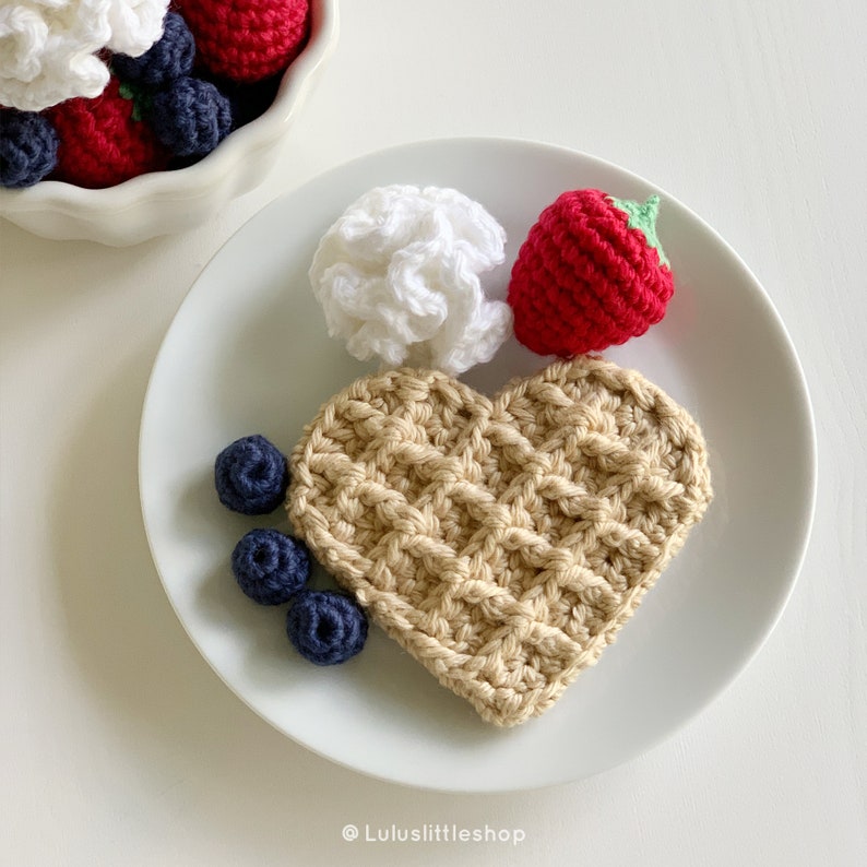 Crochet Pattern: Heart Waffle with Toppings by Luluslittleshop image 1