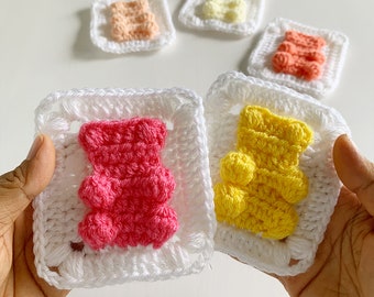 Crochet Pattern (with videos): Gummy Bear Granny Square - by Luluslittleshop