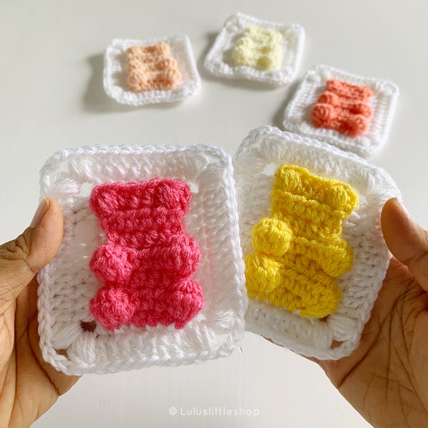Crochet Pattern (with videos): Gummy Bear Granny Square - by Luluslittleshop