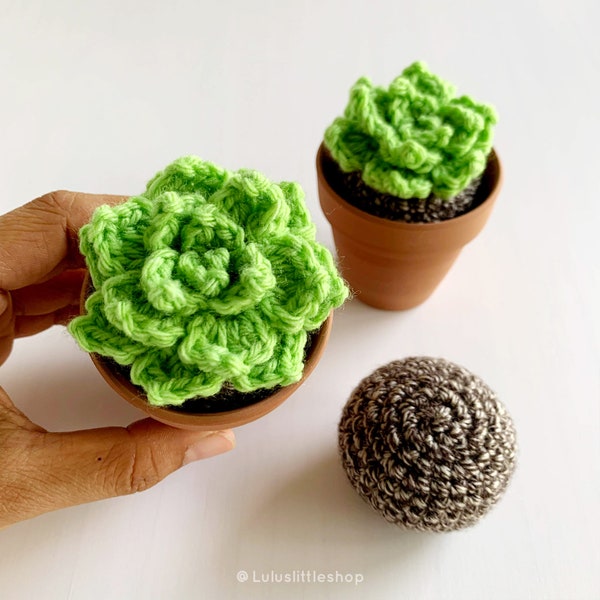 Crochet Pattern: Pointy Leaf Succulents (2 sizes) with free Soil Ball - by Luluslittleshop