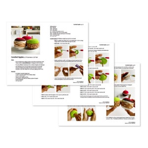 Puede incluir: Un patr&oacute;n de crochet para hacer manzanas caramelizadas. El patr&oacute;n incluye instrucciones y fotos que muestran c&oacute;mo hacer crochet de las manzanas. Las manzanas terminadas tienen aproximadamente 7 cm de di&aacute;metro.