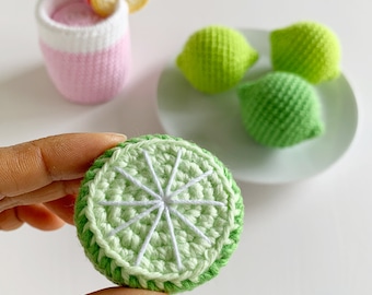 Crochet Patterns: Lime (whole and half), Cup of Juice, and Lemon Wedge - by Luluslittleshop