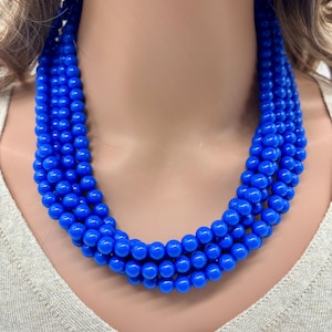 Chunky Royal Blue necklace, multi strand statement  blue necklace, deep blue beaded necklace, navy blue beads  statement