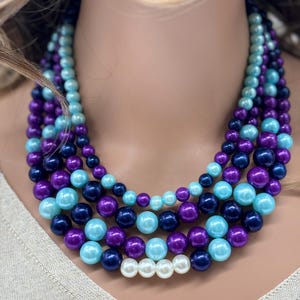 Chunky Rainbow Beaded Statement Necklace: Colorful Acrylic Pearl Jewelry
