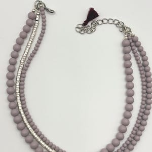 Beaded Choker: Dusty Lavender Layered Necklace, Elegant Gift