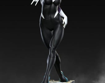 Figura de resina de Spider-Gwen pintada a mano – Estatua coleccionable de exhibición