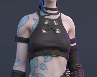 Figura de resina pintada a mano de Jinx de 220 mm – Estatua coleccionable para exhibición