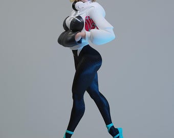 Figura de resina pintada a mano de Spider-Gwen de 220 mm – Estatua coleccionable para exhibición.