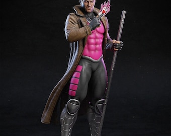Estátua colecionável de resina pintada à mão do Gambit, com 230 mm de altura.