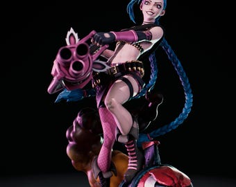 Figura de resina Jinx de 200 mm pintada a mano: estatua coleccionable para exhibir