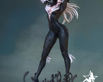 Figura de resina pintada de gato negro – Estatua de colección para exhibición