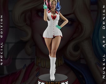 Figura de resina de Harley Quinn (220 mm), pintada a mano (enfermera) - Estatua de exhibición coleccionable