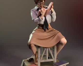 Estátua colecionável de Evelyn O'Connell em resina pintada à mão, escala 1/10.