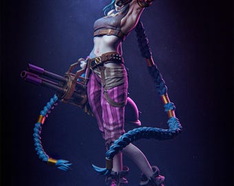 Figura de resina Jinx Arcane de 240 mm pintada a mano – Estatua coleccionable para exhibición