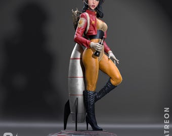 Figura de resina retro pin-up de 210 mm pintada a mano: estatua coleccionable para exhibición