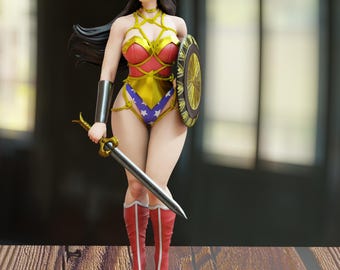 Figura de resina pintada a mano de Wonder Woman – Estatua coleccionable de exhibición