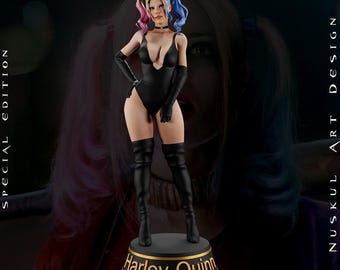 Figura de resina de Harley Quinn Bunny de 220 mm pintada a mano – Estatua de exhibición coleccionable