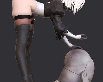 Nier Automata 2B 205 mm handmålad resinfigur – samlarstaty