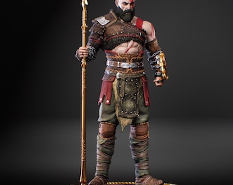 Figura de resina pintada a mano de Kratos: estatua coleccionable para exhibir