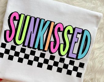 Neon Sonnengeküsstes T-Shirt | Helles Sommer-Grafik-T-Shirt | weiches Komfort-Farben-Shirt | Retro Sommer Vibes
