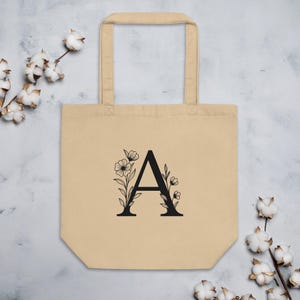 Sacola Tote com Letra 'A' Artística - Sacola de Compras de Algodão Reutilizável - Estampa Gráfica Arrojada Eco Shopper - Presente Sustentável para Mulheres e Homens