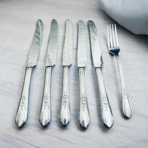 5 Simeon/George H Roger’s Countess II French Hollow Knives Silverplate + Fork