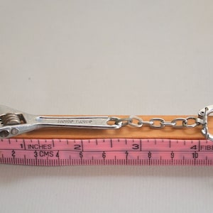 50s/60s Vintage Antique Workable Mid-Century Modern Pop Art Handyman Miniature Metal Plumber Wrench Tool Design KEYCHAIN Sale&#39;s Man Giveaway