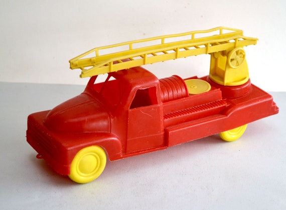 Vintage Antique European Firefighter Red Plastic Toy Firetruck Etsy