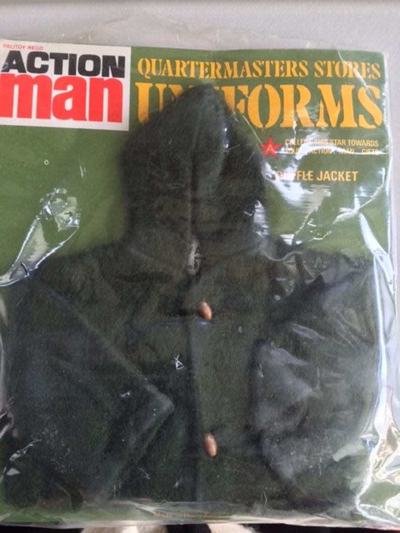 Rare Vintage PALITOY British ACTIONMAN G.I.Joe 1960s MIB OF Green Camo Duffle Jacket Hasbro Army Action Figure Soldier Military Geyperman