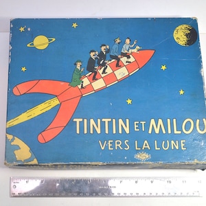 Vintage Jeux Noèl-Montbrisson 1969 Hergé TINTIN et MILOU Vers la Lune Boardgame Iconic Belgian Cartoon Bande-Dessinée Spaceage Adventure